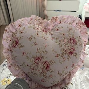 Shabby Chic Heart-Shaped Vintage Rose Pillow